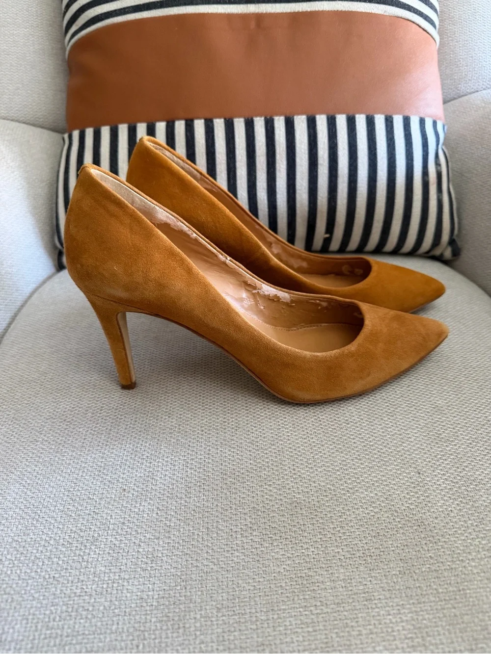 J. Crew Pointed-Toe Suede Pumps in Camel